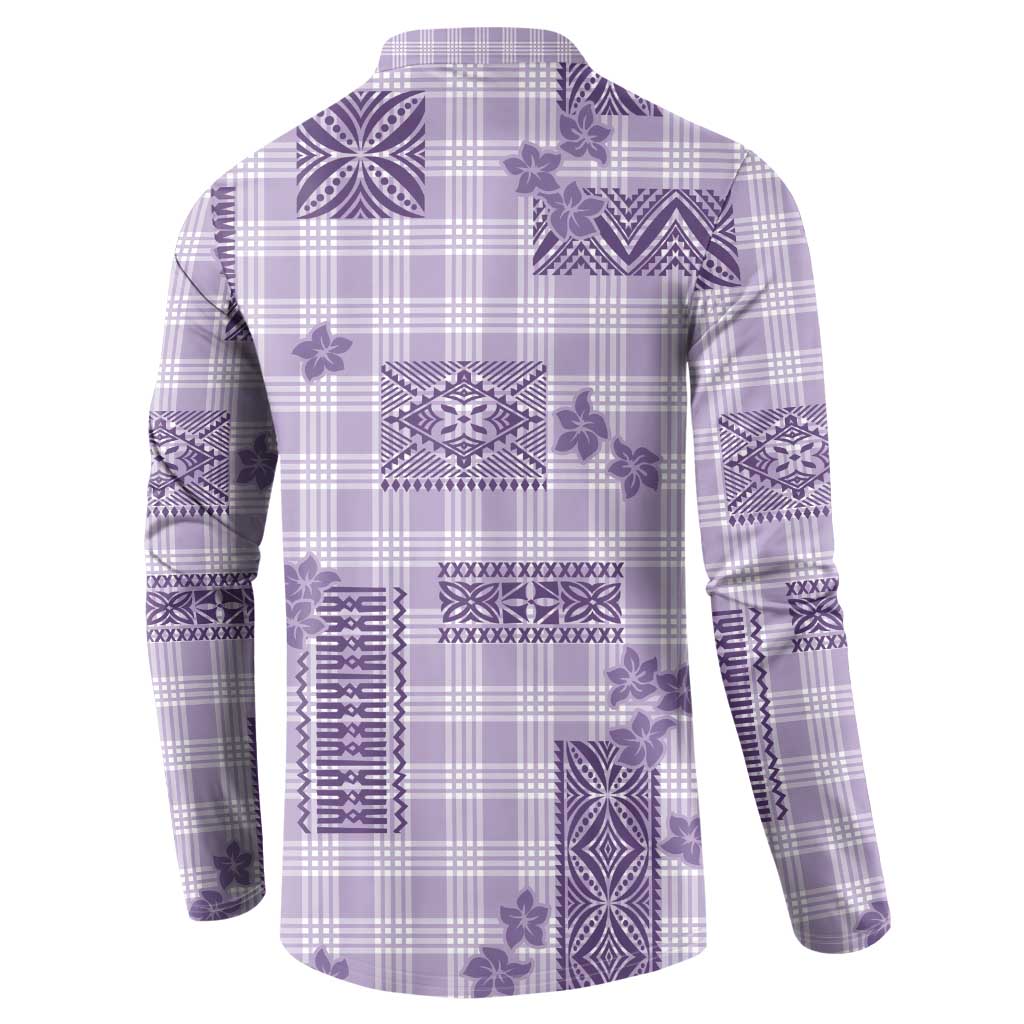 Hawaiian Quilt Tapa On Lilac Palaka Motifs Button Sweatshirt