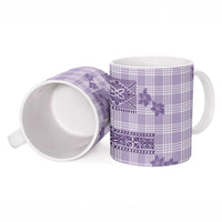 Hawaiian Quilt Tapa On Lilac Palaka Motifs Ceramic Mug