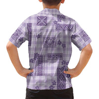 Hawaiian Quilt Tapa On Lilac Palaka Motifs Family Matching Long Sleeve Bodycon Dress and Hawaiian Shirt LT7 - Polynesian Pride
