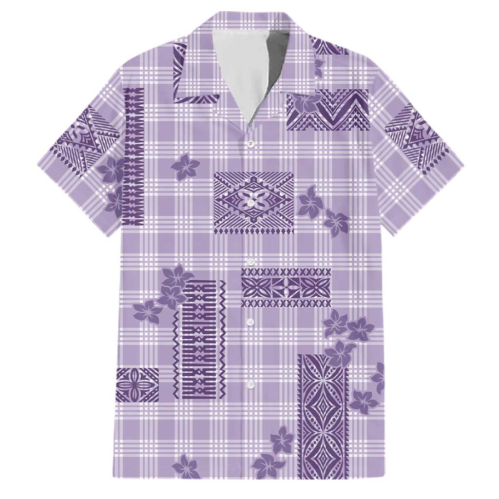 Hawaiian Quilt Tapa On Lilac Palaka Motifs Family Matching Mermaid Dress and Hawaiian Shirt LT7 Dad's Shirt - Short Sleeve Lilac - Polynesian Pride