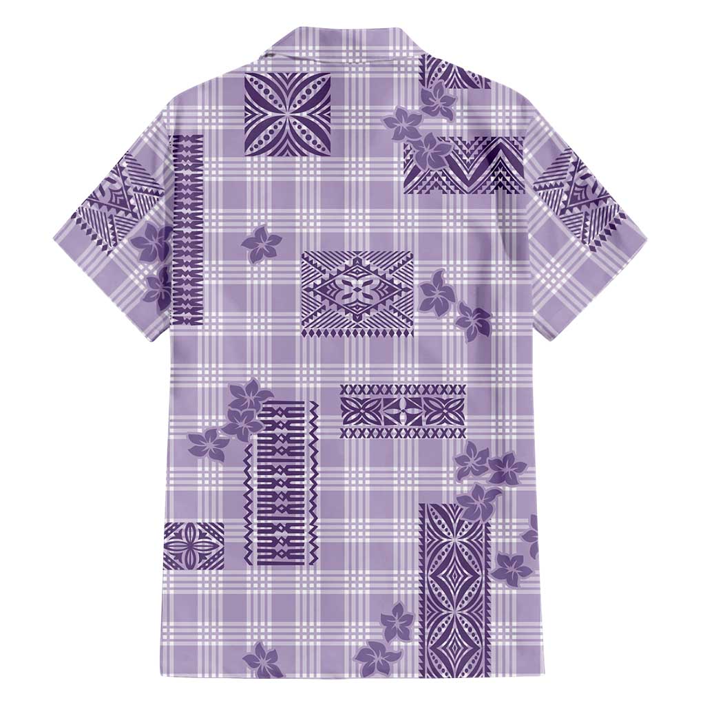 Hawaiian Quilt Tapa On Lilac Palaka Motifs Family Matching Off The Shoulder Long Sleeve Dress and Hawaiian Shirt LT7 - Polynesian Pride