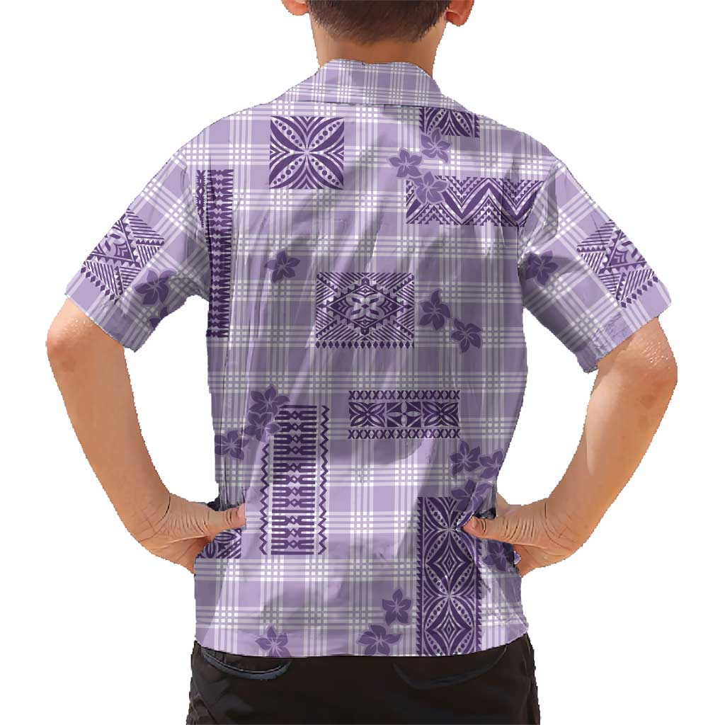 Hawaiian Quilt Tapa On Lilac Palaka Motifs Family Matching Off Shoulder Short Dress and Hawaiian Shirt LT7 - Polynesian Pride