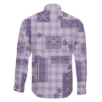 Hawaiian Quilt Tapa On Lilac Palaka Motifs Family Matching Puletasi and Hawaiian Shirt LT7 - Polynesian Pride
