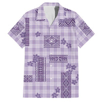 Hawaiian Quilt Tapa On Lilac Palaka Motifs Family Matching Short Sleeve Bodycon Dress and Hawaiian Shirt LT7 Dad's Shirt - Short Sleeve Lilac - Polynesian Pride