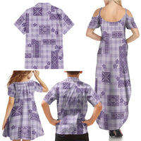 Hawaiian Quilt Tapa On Lilac Palaka Motifs Family Matching Summer Maxi Dress and Hawaiian Shirt LT7 - Polynesian Pride