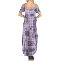 Hawaiian Quilt Tapa On Lilac Palaka Motifs Family Matching Summer Maxi Dress and Hawaiian Shirt LT7 - Polynesian Pride