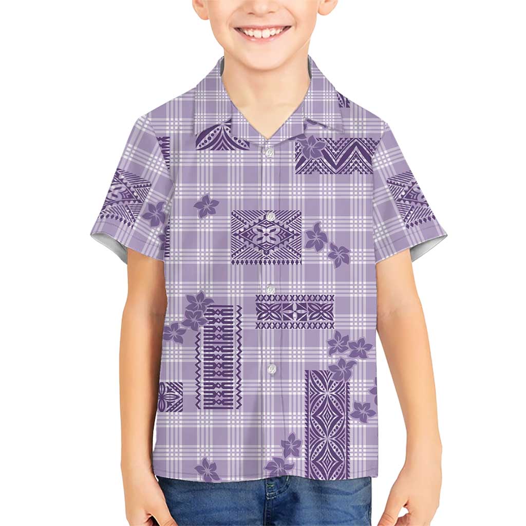 Hawaiian Quilt Tapa On Lilac Palaka Motifs Family Matching Summer Maxi Dress and Hawaiian Shirt LT7 Son's Shirt Lilac - Polynesian Pride