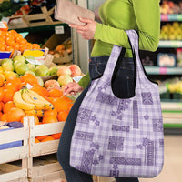 Hawaiian Quilt Tapa On Lilac Palaka Motifs Grocery Bag