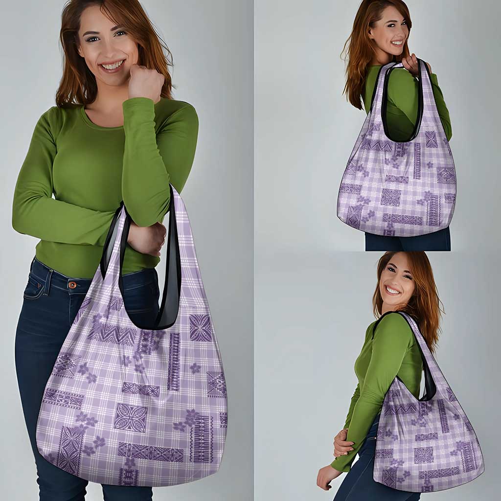 Hawaiian Quilt Tapa On Lilac Palaka Motifs Grocery Bag