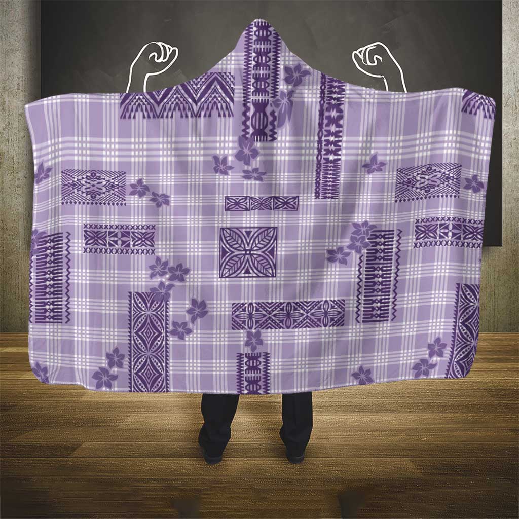 Hawaiian Quilt Tapa On Lilac Palaka Motifs Hooded Blanket