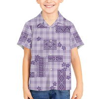 Hawaiian Quilt Tapa On Lilac Palaka Motifs Kid Hawaiian Shirt