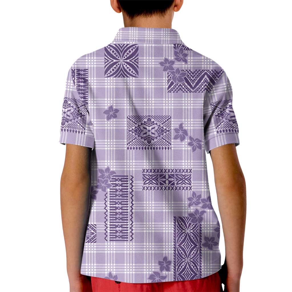 Hawaiian Quilt Tapa On Lilac Palaka Motifs Kid Polo Shirt
