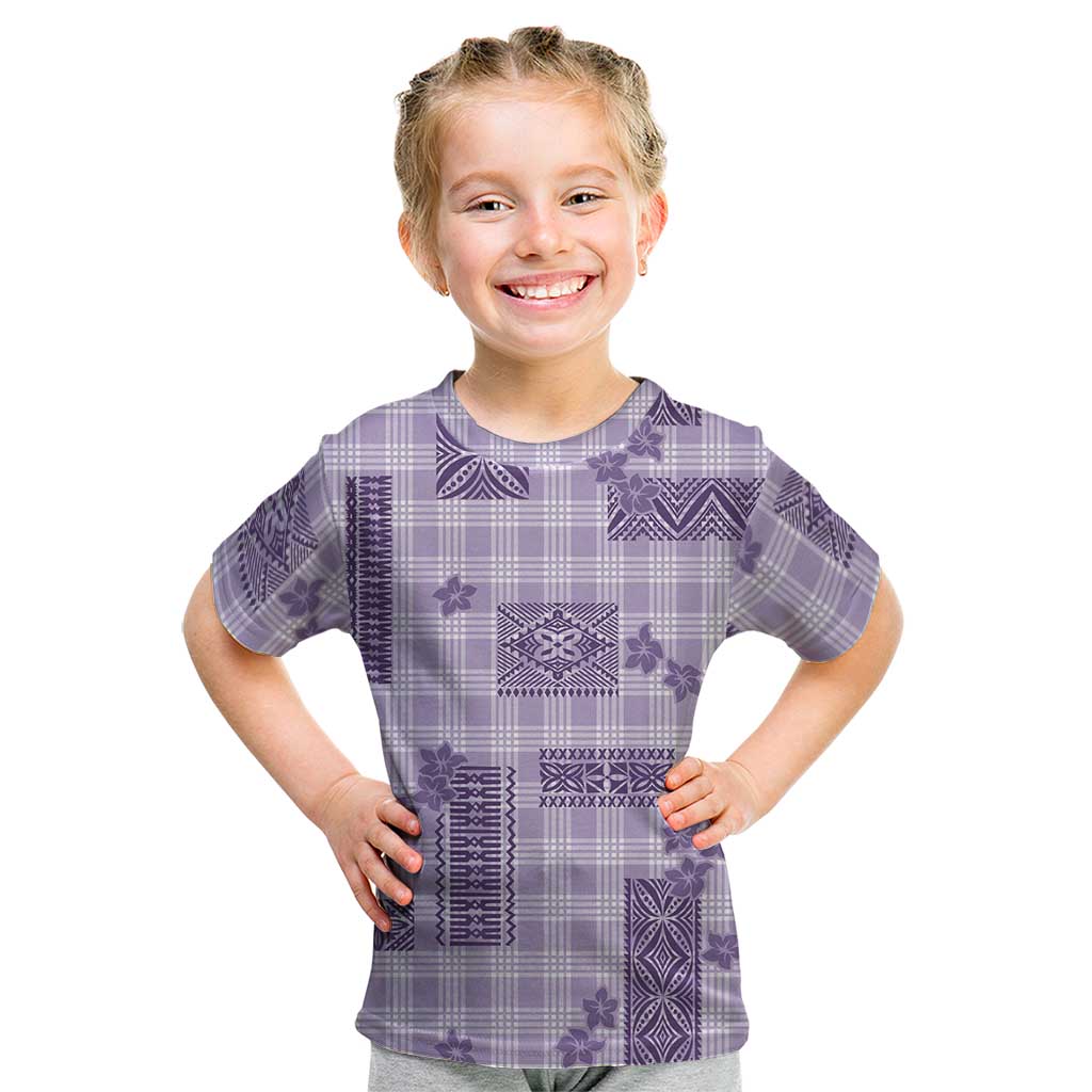 Hawaiian Quilt Tapa On Lilac Palaka Motifs Kid T Shirt