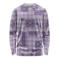 Hawaiian Quilt Tapa On Lilac Palaka Motifs Long Sleeve Shirt