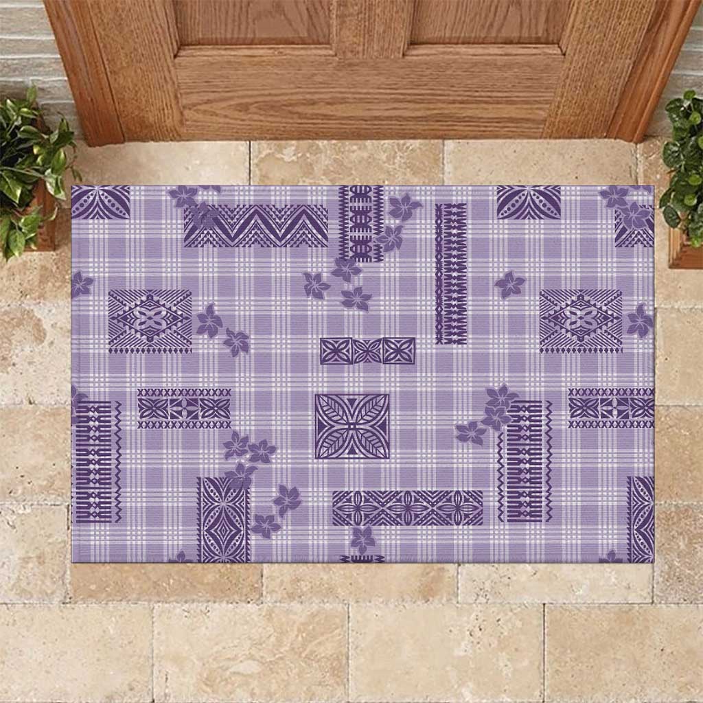 Hawaiian Quilt Tapa On Lilac Palaka Motifs Rubber Doormat