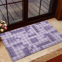 Hawaiian Quilt Tapa On Lilac Palaka Motifs Rubber Doormat