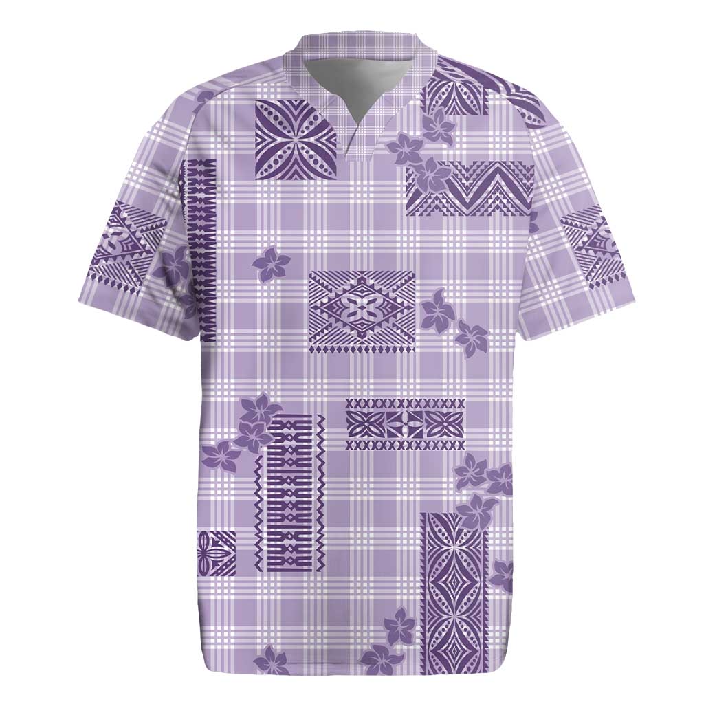 Hawaiian Quilt Tapa On Lilac Palaka Motifs Rugby Jersey