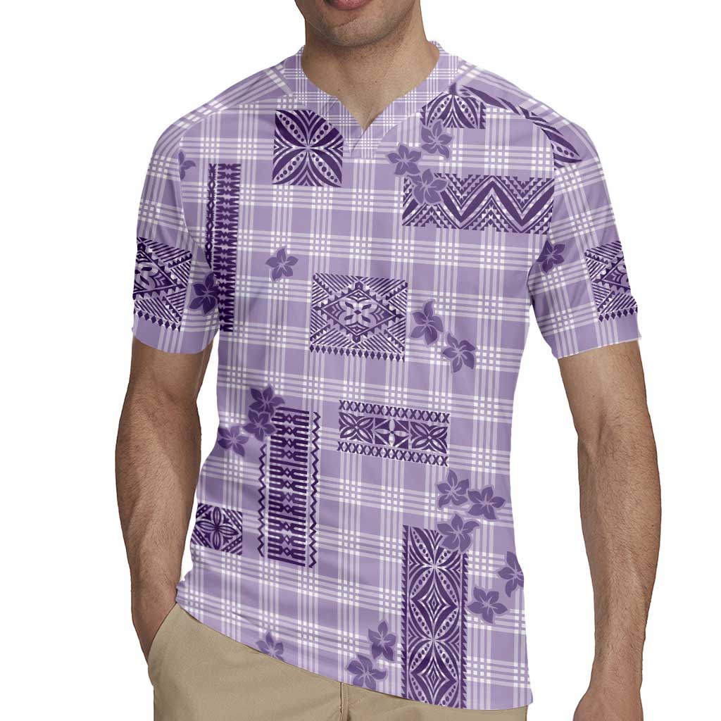 Hawaiian Quilt Tapa On Lilac Palaka Motifs Rugby Jersey