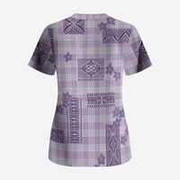 Hawaiian Quilt Tapa On Lilac Palaka Motifs Scrub Top