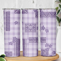 Hawaiian Quilt Tapa On Lilac Palaka Motifs Skinny Tumbler