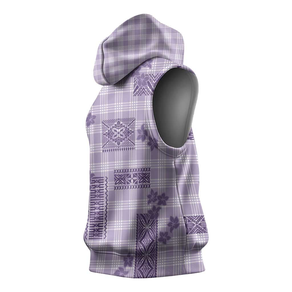 Hawaiian Quilt Tapa On Lilac Palaka Motifs Sleeveless Hoodie