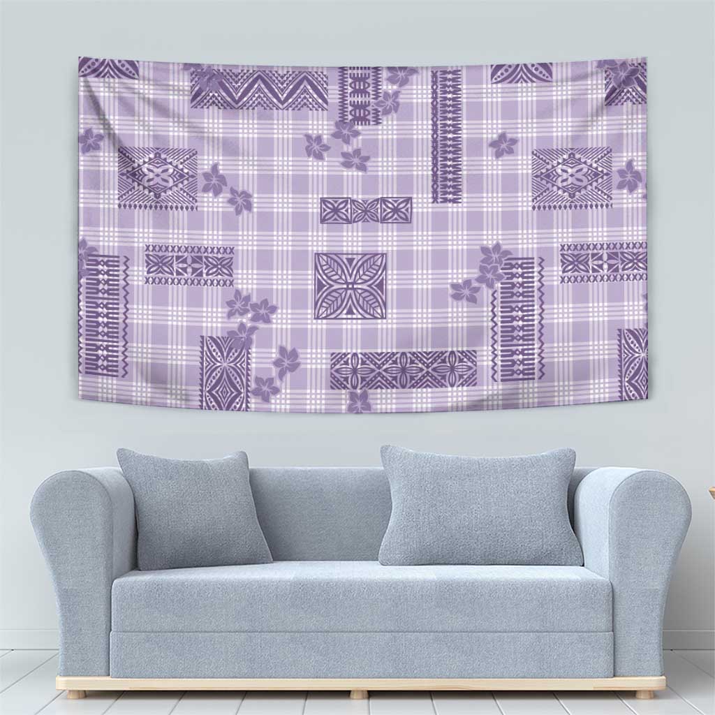 Hawaiian Quilt Tapa On Lilac Palaka Motifs Tapestry