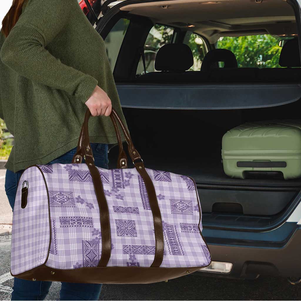 Hawaiian Quilt Tapa On Lilac Palaka Motifs Travel Bag