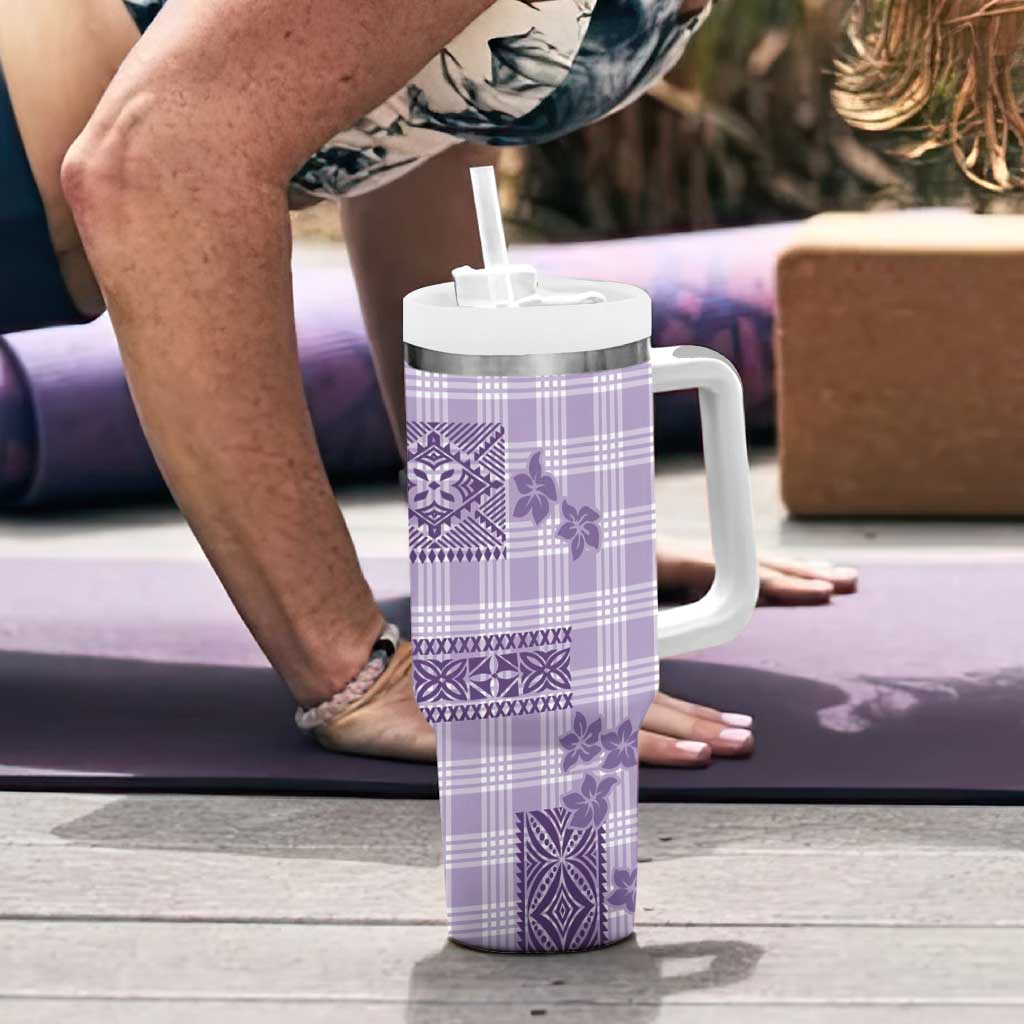 Hawaiian Quilt Tapa On Lilac Palaka Motifs Tumbler With Handle