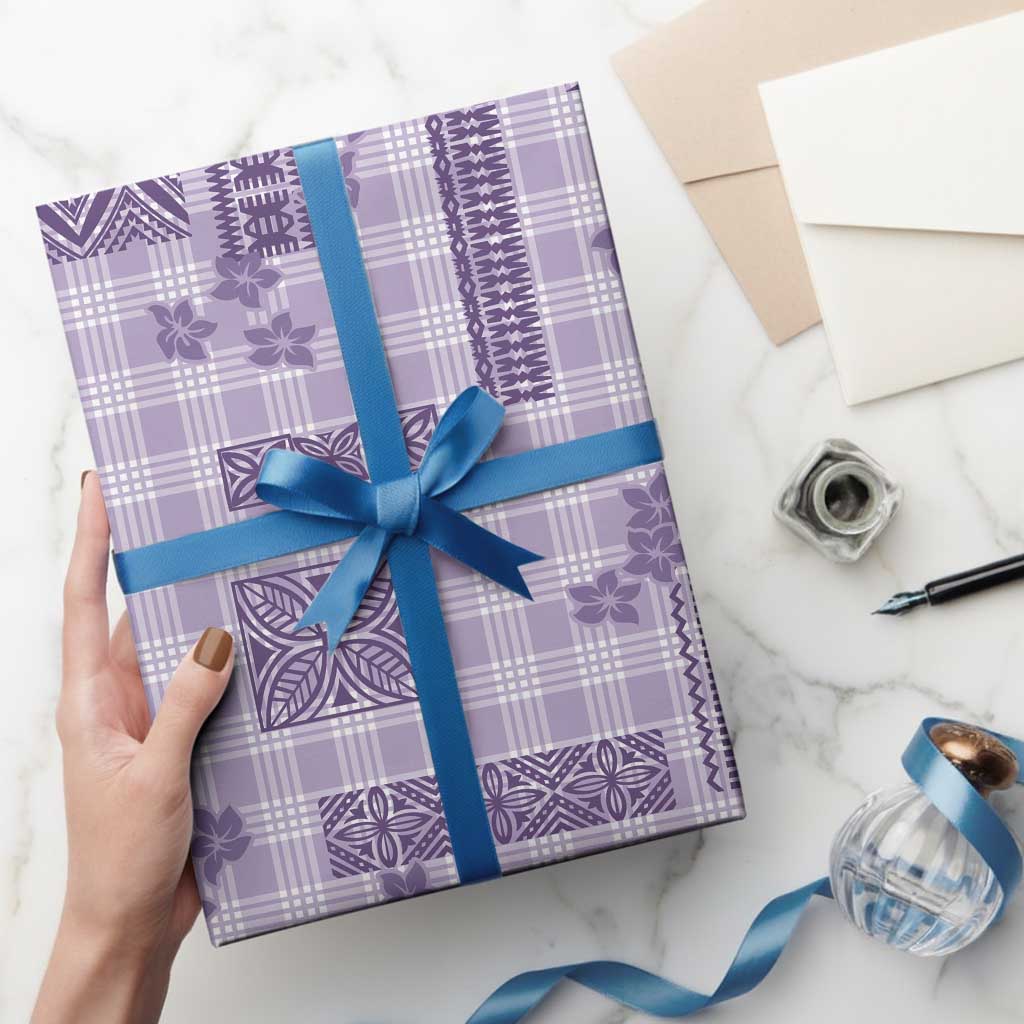 Hawaiian Quilt Tapa On Lilac Palaka Motifs Wrapping Paper