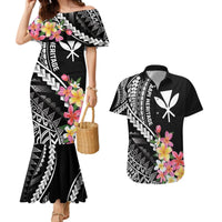 AAPI Heritage Month Couples Matching Mermaid Dress and Hawaiian Shirt Kanaka Hawaii Plumeria LT7 Black - Polynesian Pride
