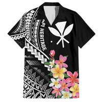 AAPI Heritage Month Family Matching Puletasi and Hawaiian Shirt Kanaka Hawaii Plumeria LT7 Dad's Shirt - Short Sleeve Black - Polynesian Pride