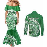 Tonga Liahona High School Personalized Couples Matching Mermaid Dress and Long Sleeve Button Shirt Ngatu Tokelaufeletoa Motifs