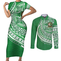 Tonga Liahona High School Personalized Couples Matching Short Sleeve Bodycon Dress and Long Sleeve Button Shirt Ngatu Tokelaufeletoa Motifs