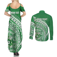 Tonga Liahona High School Personalized Couples Matching Summer Maxi Dress and Long Sleeve Button Shirt Ngatu Tokelaufeletoa Motifs