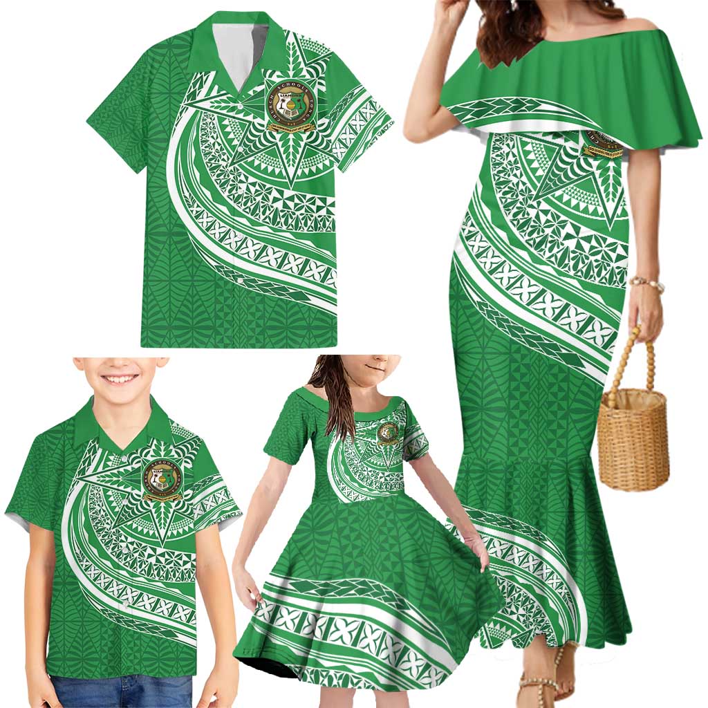 Tonga Liahona High School Personalized Family Matching Mermaid Dress and Hawaiian Shirt Ngatu Tokelaufeletoa Motifs
