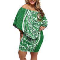 Tonga Liahona High School Personalized Family Matching Off Shoulder Short Dress and Hawaiian Shirt Ngatu Tokelaufeletoa Motifs