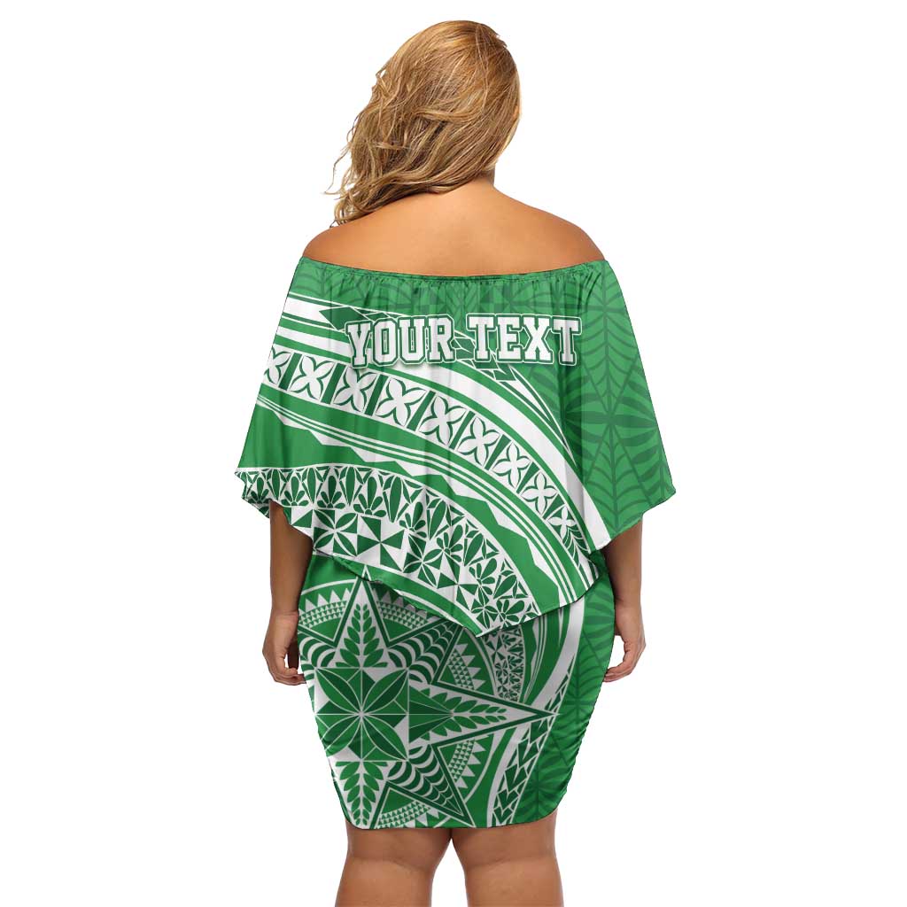 Tonga Liahona High School Personalized Family Matching Off Shoulder Short Dress and Hawaiian Shirt Ngatu Tokelaufeletoa Motifs