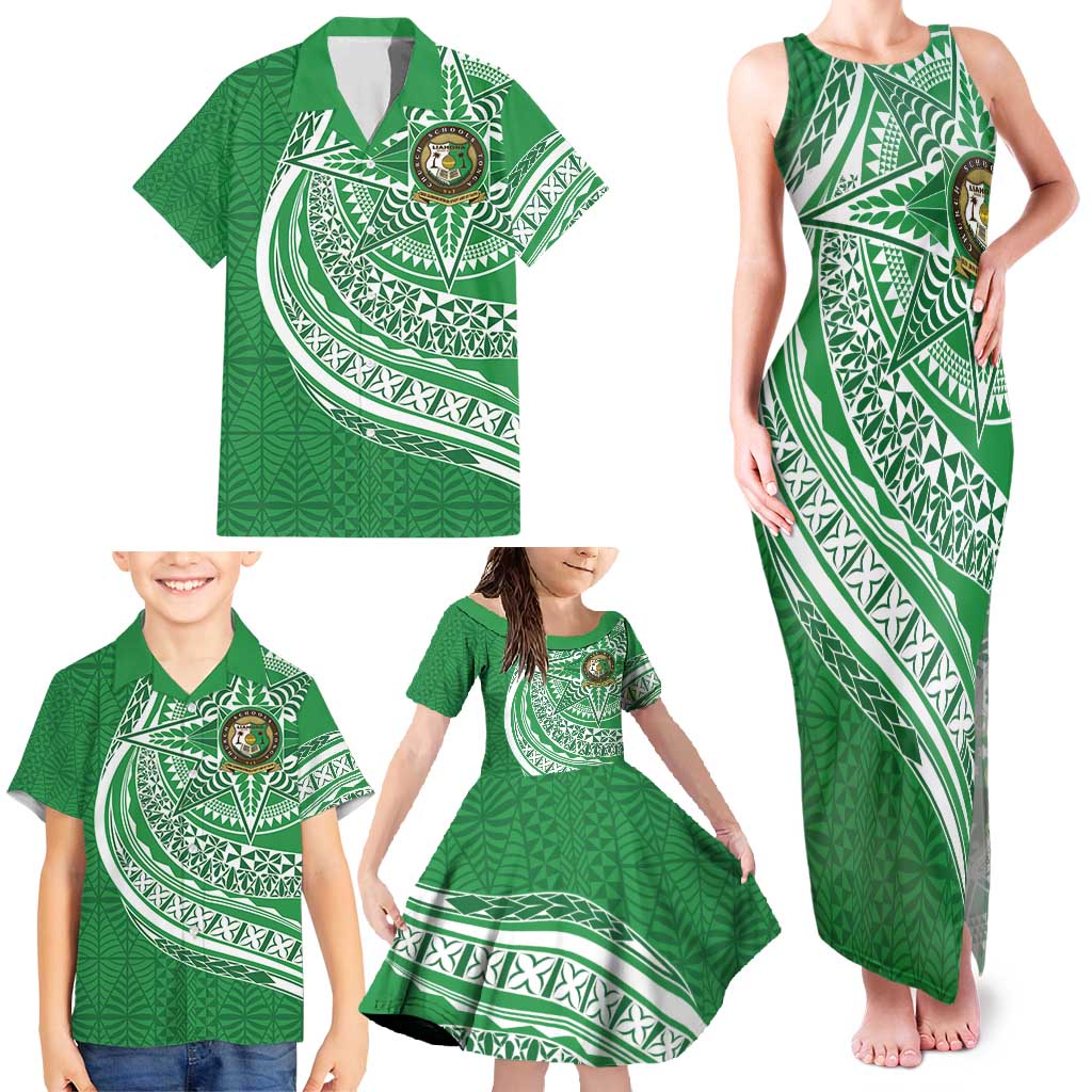 Tonga Liahona High School Personalized Family Matching Tank Maxi Dress and Hawaiian Shirt Ngatu Tokelaufeletoa Motifs