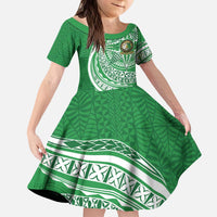 Tonga Liahona High School Personalized Kid Short Sleeve Dress Ngatu Tokelaufeletoa Motifs