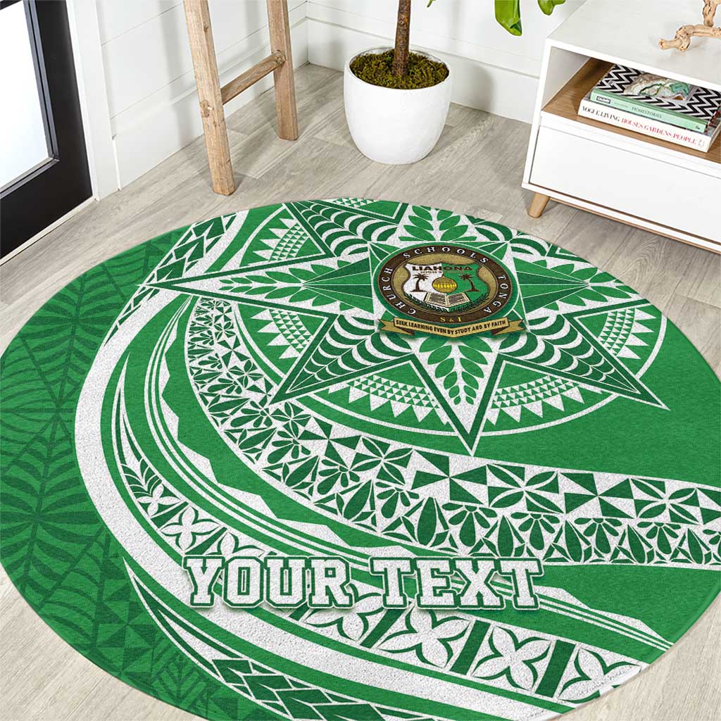 Tonga Liahona High School Personalized Round Carpet Ngatu Tokelaufeletoa Motifs