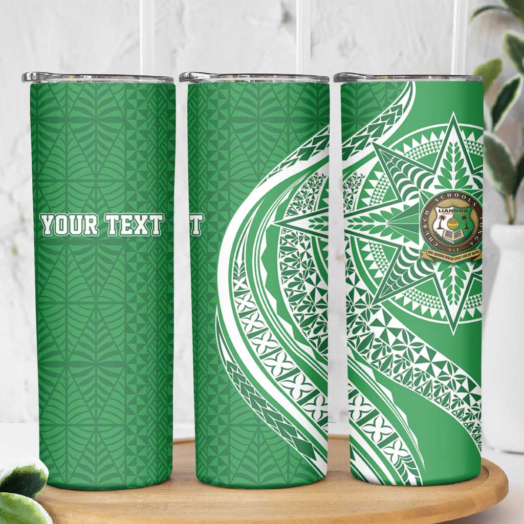 Tonga Liahona High School Personalized Skinny Tumbler Ngatu Tokelaufeletoa Motifs