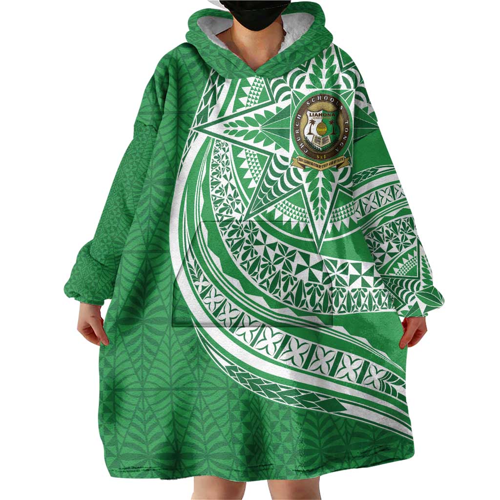 Tonga Liahona High School Personalized Wearable Blanket Hoodie Ngatu Tokelaufeletoa Motifs