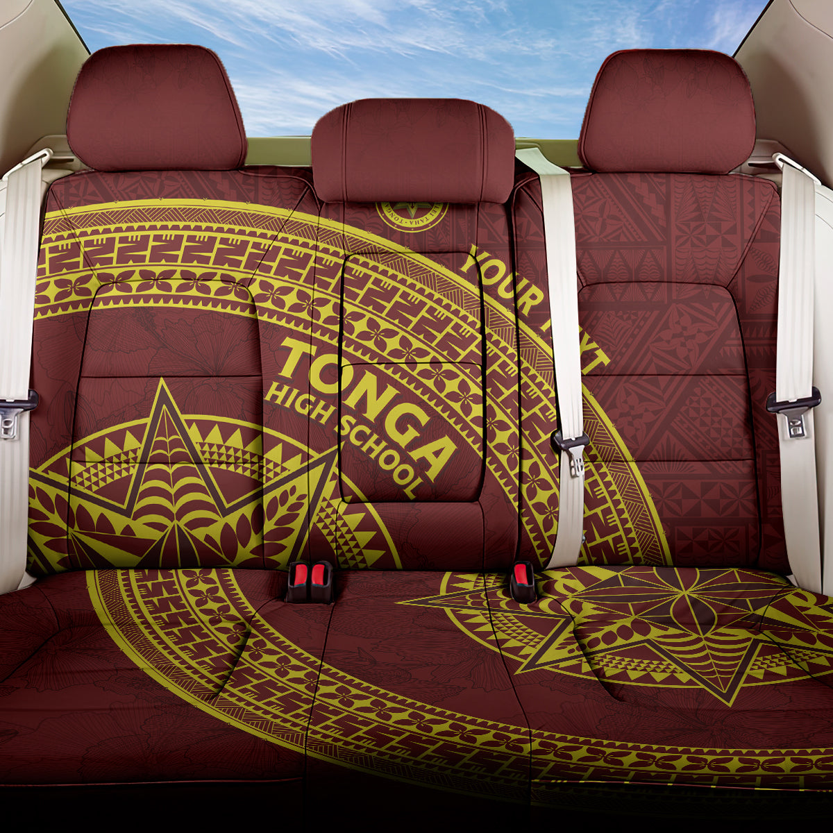 Tonga High School Back Car Seat Cover THS Anniversary Ngatu Motif