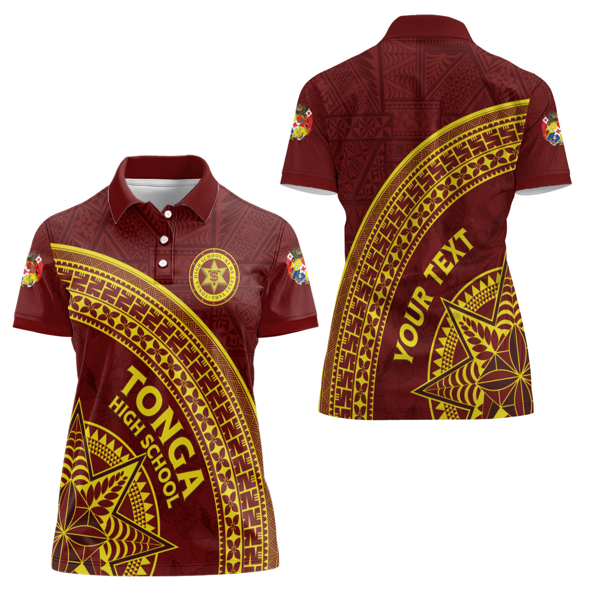 Tonga High School Women Polo Shirt THS Anniversary Ngatu Motif