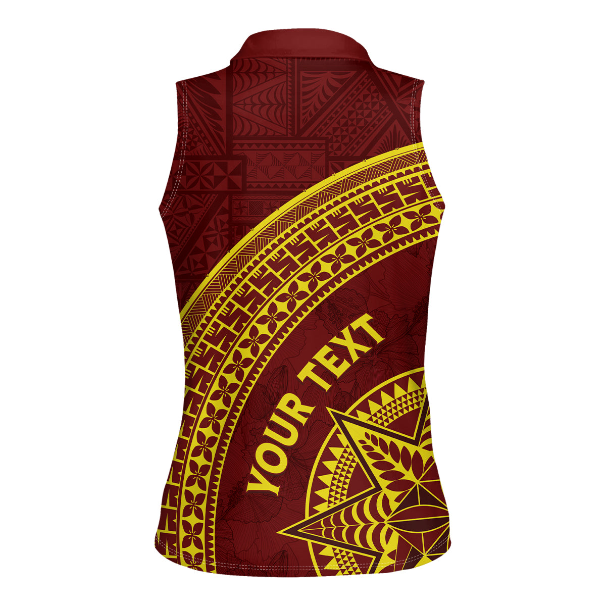 Tonga High School Women Sleeveless Polo Shirt THS Anniversary Ngatu Motif