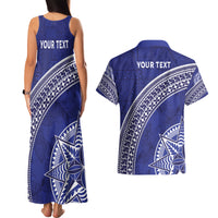 Tupou College Toloa Couples Matching Tank Maxi Dress and Hawaiian Shirt Ngatu Tapa Mix Style