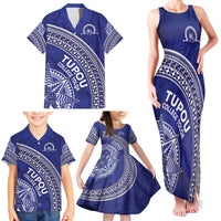 Tupou College Toloa Family Matching Tank Maxi Dress and Hawaiian Shirt Ngatu Tapa Mix Style