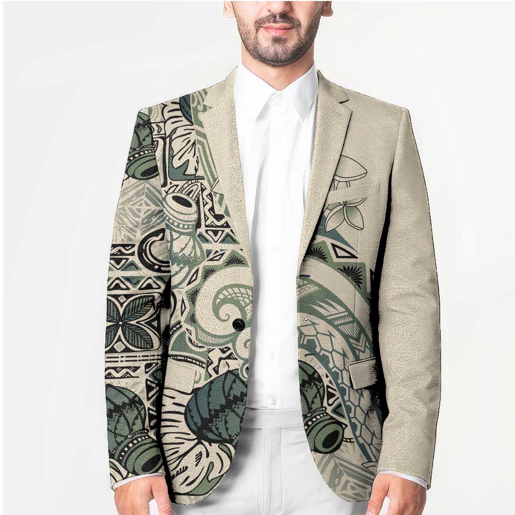 Aloha Hawaii Tapa Blazer Summer Green Hawaiian Ipu - Polynesian Pride