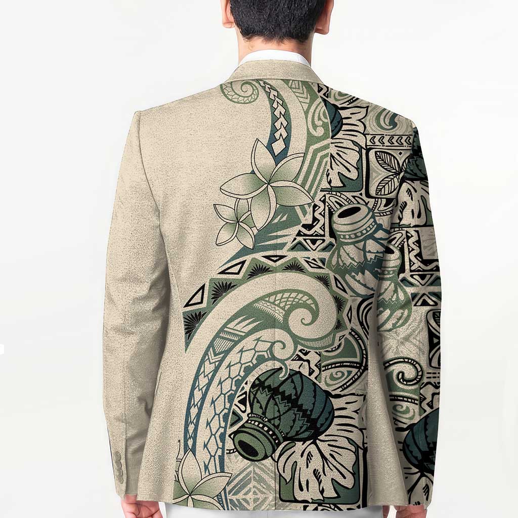 Aloha Hawaii Tapa Blazer Summer Green Hawaiian Ipu - Polynesian Pride
