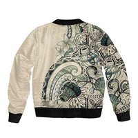 Aloha Hawaii Tapa Bomber Jacket Summer Green Hawaiian Ipu - Polynesian Pride